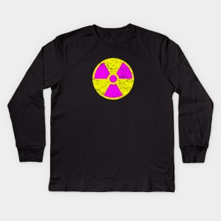 Magenta Trefoil - Radiation Hazard Symbol Kids Long Sleeve T-Shirt